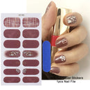 Gel Nail Stickers Lacquer Strips Full Cover Adhesive Slider Wraps With Line Foil Design Sanding File Nail Art Accessories LAJX22