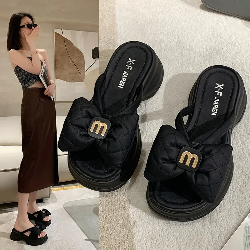 2024 summer New Fashion Women Shoes Slippers Comfortable Platform Shoe High Heels Leisure flower outdoor beach Slipper Women