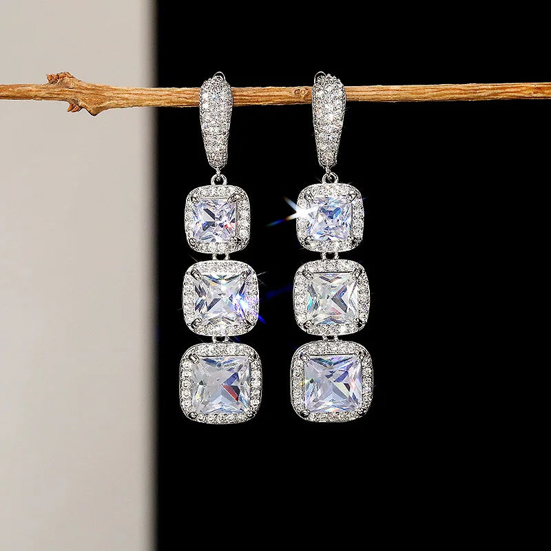 2024 New Bride Engagement Wedding Jewelry Elegant Shiny Mosan Diamond Beautiful Gift Milan Girl Fashion Pendant Earrings