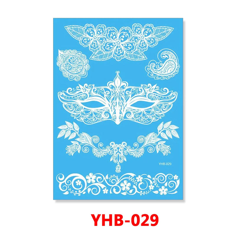 1PC Hanna Lace Tattoo Sticker White Silk Printing Waterproof Disposable Tattoo for Arm Sexy Bracelet