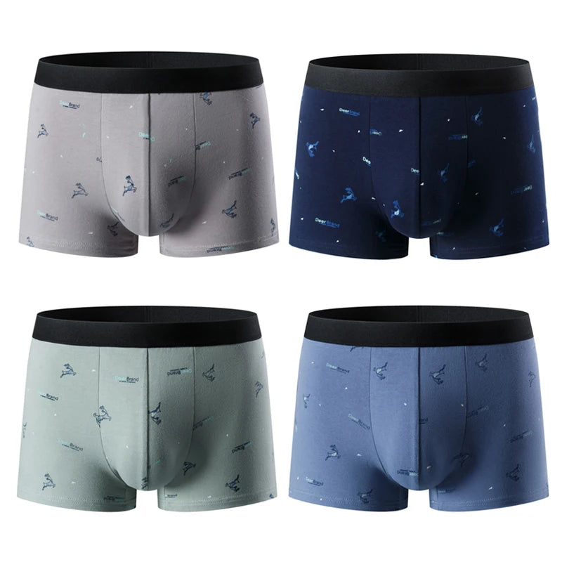 4-piece men's fashion printed boyshort comfortable plus size 5XL6XL juvenile underwear beach shorts elastic waist underwear