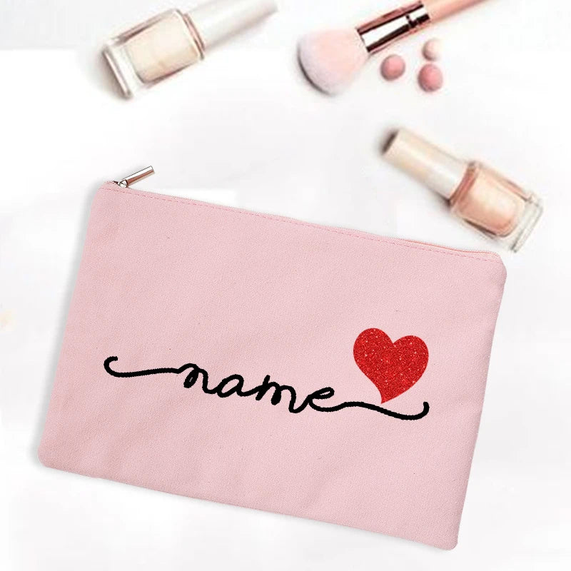 Personalized Makeup Bag Bridesmaid Maid of Honor Holiday Wedding Bachelorette Party Gifts Canvas Monogram Cosmetic Zipper Pouch