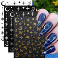 4Sheets Moon Star Heart Sun Mysterious Celestial Design Nail Art Stickers Self Adhesive Manicure Sliders For Nail Art Decoration