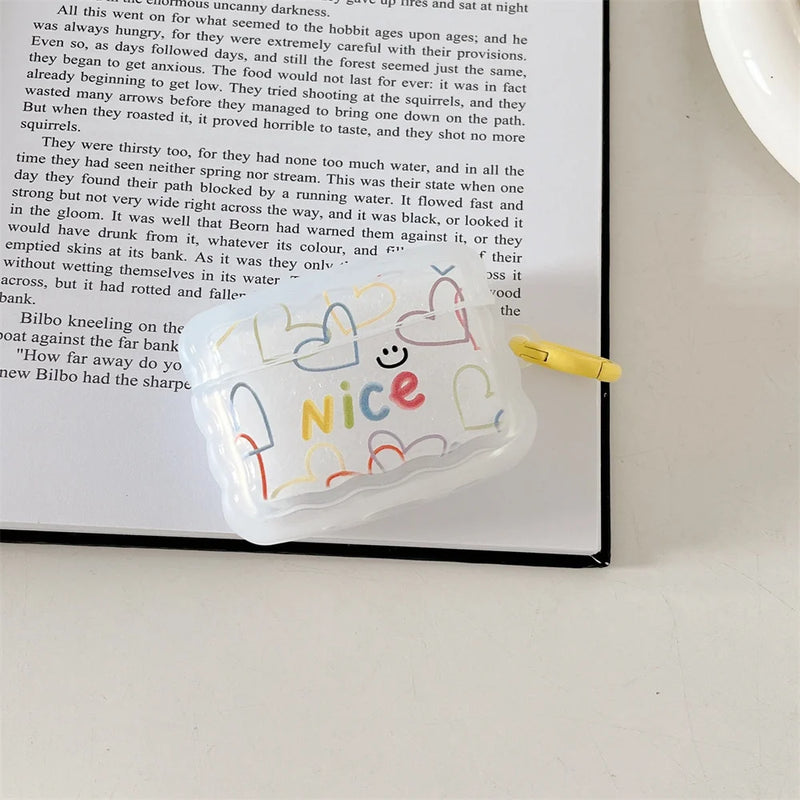 Cute Cartoon Wave Lovers Cover For Apple Airpods Pro 2nd Fashion Smile Heart Earphone Protector Cases for Airpods 1 2 3 Keyring