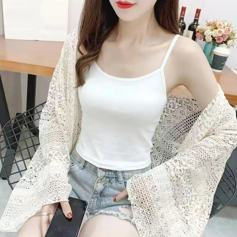 Summer Camisole Women Vest Elegant Lace Trimmed Women's Tank Tops for Summer Slim Fit Sleeveless Camisole Vest with for Ladies