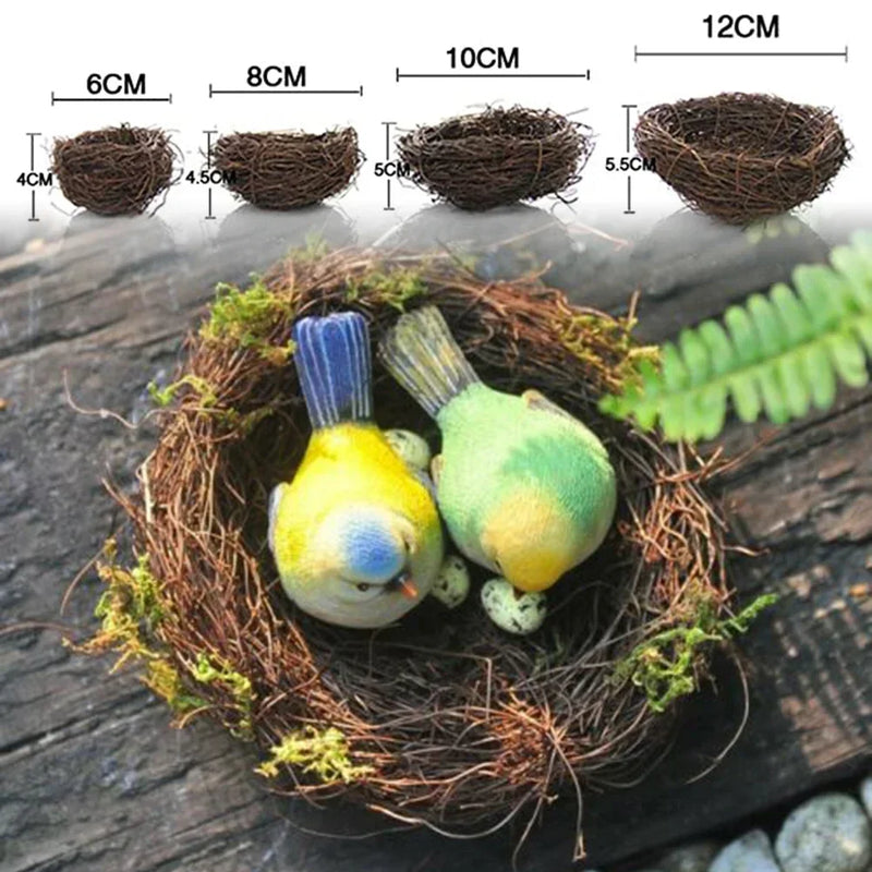 6-12cm Round Rattan Bird Nest Easter Decoration Bunny Eggs Artificial Vine Nest For Home Garden Decor Happy Easter Party Supply