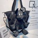 Women's shoulder casual large handbag mesh fabric cowhide large capacity commuting bag crossbody large doll bag For Women ladies