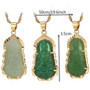 Green Jade Guanyin Pendant Necklace Chinese Buddha Buddhist Charm Maitreya Amulet Hinduism Jewelry