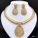 New Necklace And Earrings Set Unique Dubai Fashion Jewelry Nigeria Bride Wedding Party Gift