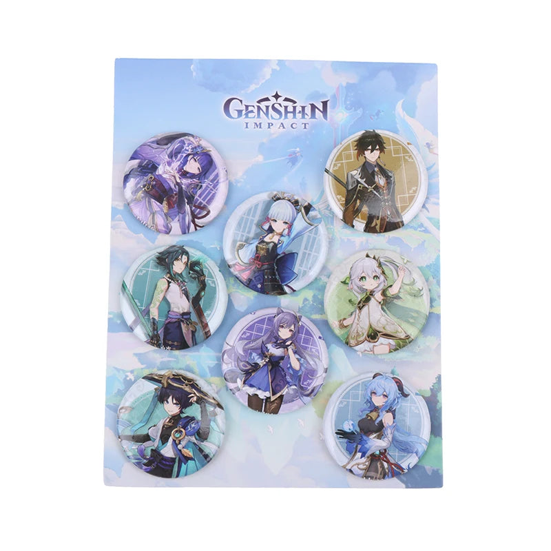 8 Pcs/Set Anime Tinning Tinplate Brooch Sanrio Backpack Badge Souvenir Clothing Gift For Friends