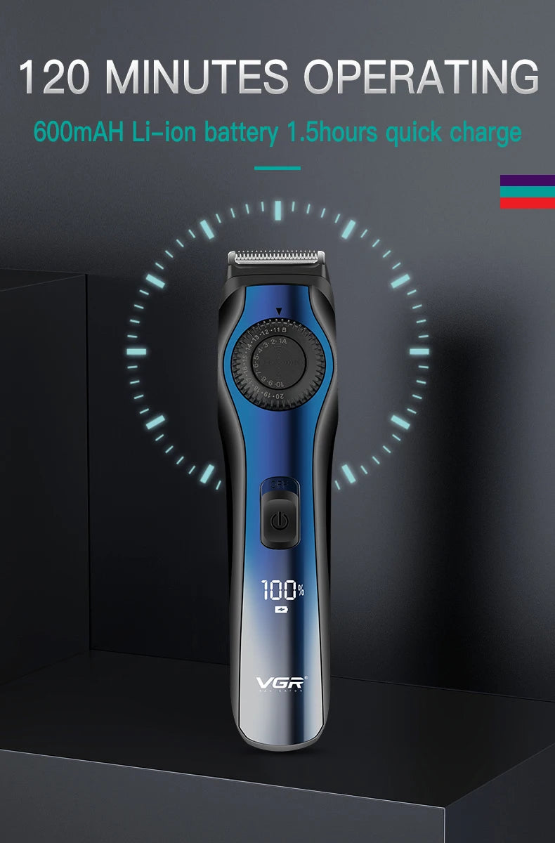 Recortadora de pelo VGR para hombre, ajustable, recargable, profesional, eléctrica, inalámbrica, V-080