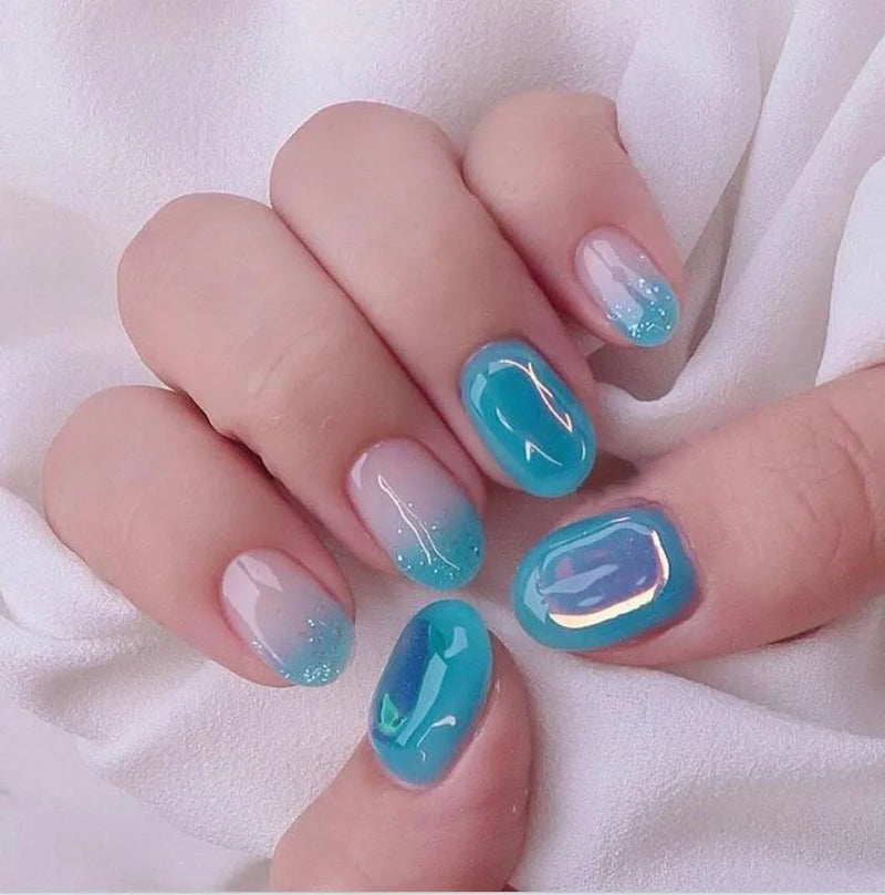 11pcs Aurora Glass Ice Cube Nail Foil Sticker 3D Glass Paper Nail Film Decals Rainbow Reflective Korean Style Nail Stickers