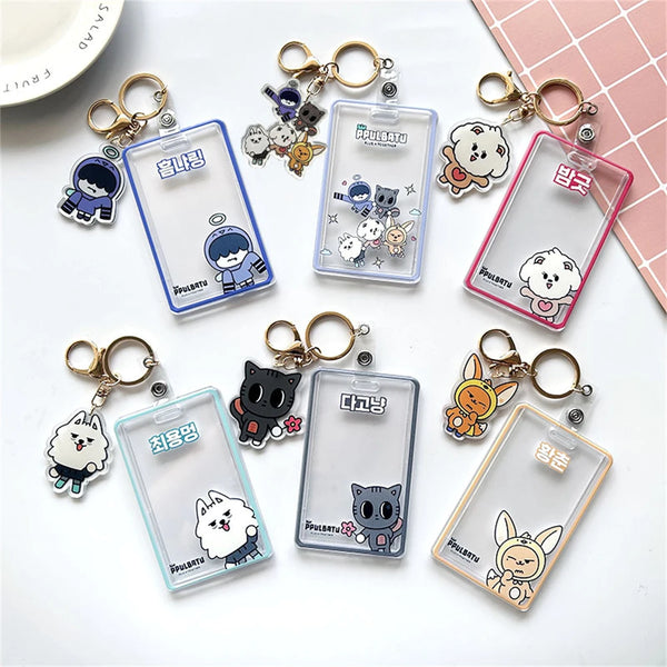 Kpop Photo Display Holder With Love Keychain Idol YEONJUN BEOMGYPicture Protector Sleeves Credit ID Cards Protective Case