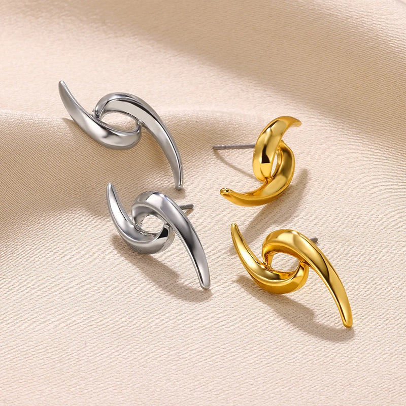 Gold Color Love Heart Earrings For Women Bow Stud 2023 Trend Simple Knot Earrings Piercing Fashion Jewelry Valentine's Day Gifts