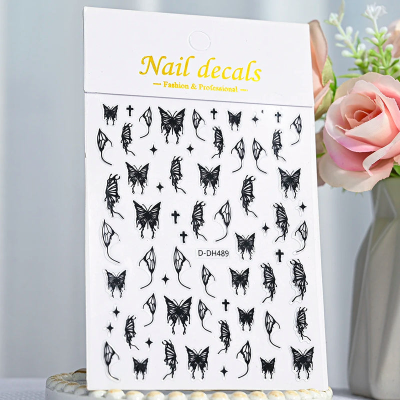 1 Pc Nail Strip Stickers Black/Gold/Rose Gold/Silver Metal Strip Tape Nail Art Adhesive DIY Foil Tips Nail Sticker Decals NK11