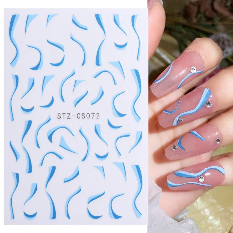 3D Snake Laser Stickers for Manicure Black Gold Abstract Leaves Luxury Nail Art Adhesive Slider Polish Decor Decals SASW-SJ