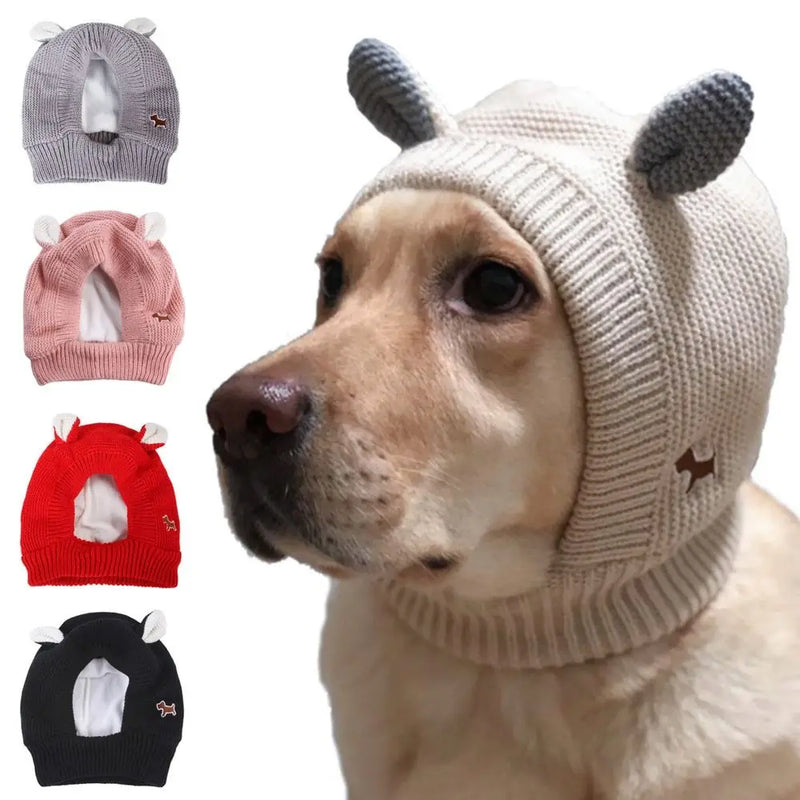 Knitted Hat Anxiety Relief Winter Warm Earmuffs Quiet Dog Ear Muffs Noise Protection Pet Ears Covers For Medium Large Dogs