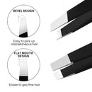 CNK  Wholesale  Stainless Steel Black Eyebrow Tweezer with Slant and Flat Point Beauty Tools for Eyebrows & Ingrown Hair Removal