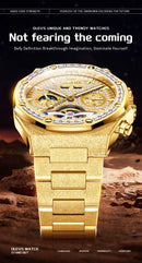 OLEVS 9805 High end Men Watches  Waterproof Moon Phase Diamond Dial Fashion Luxury Mechanical Watch Skeleton Original Wristwatch