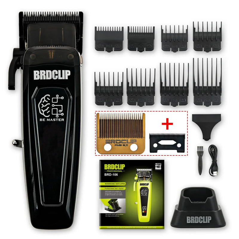 Professional BRDCLIP BRD106 2025 New Hair Clipper 7500RPM 5 Speed Control Hair Salon Trimmer DLC Blade with Charging Base Barber