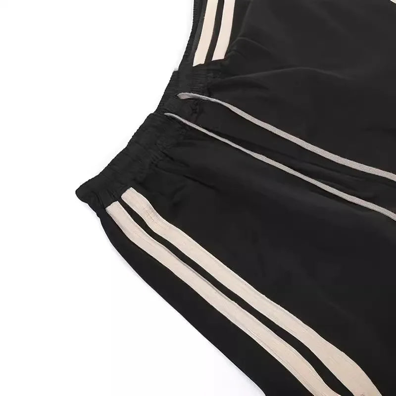 HKSH Summer New Men's  Tide Dark Shorts Spliced Striped Design RO Ribbon Capris Casual Fashion Streetwear Cotton Pants HK1982
