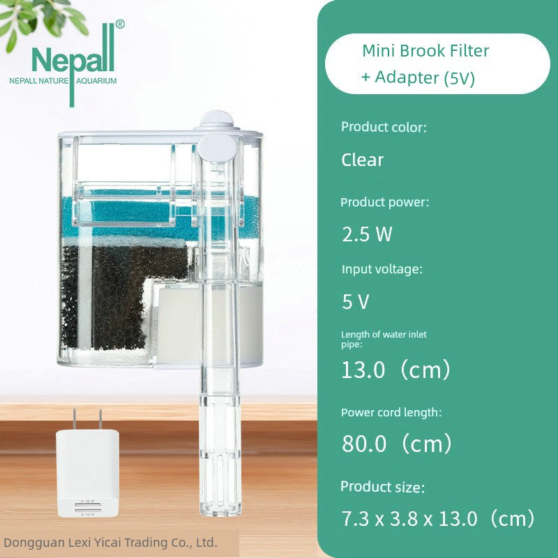 Nepall Fish Tank Filter Small Circulating Pump Three-in-One Water Purification Waterfall Aerating Mute Plug-in Filter