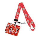 Christmas Design Disney Mickey Mouse Cute Cartoon Badge Holder ID Card Bus Card Holder Lanyard for Accessories Xmas Gifts