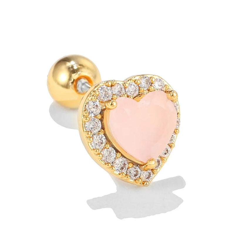 Pendientes de botón con forma de flor, estrella y corazón de circonita brillante de estilo coreano para mujer