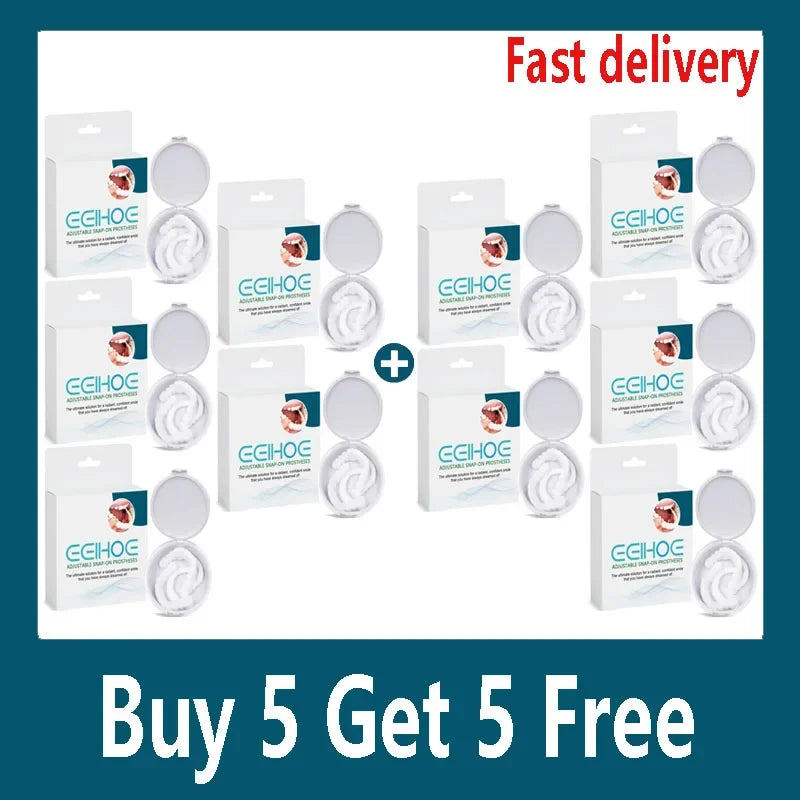 طقم أسنان قابل للتعديل، قشرة ابتسامة فورية، طقم أسنان مبيض، تقويم أسنان طبيعي محمول، يزين الفجوات بين الأسنان