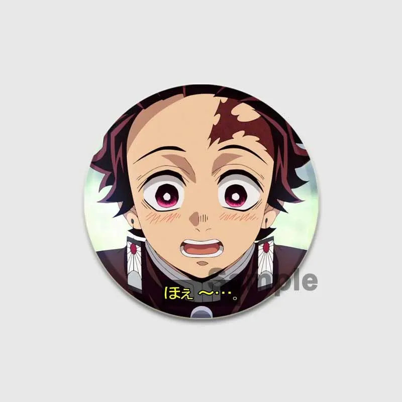 58/32/44mm Anime Demon Slayer Round Brooches Cartoon Lapel Pins Cosplay Badges Backpack Clothes Bag Jewelry Accessories Gifts
