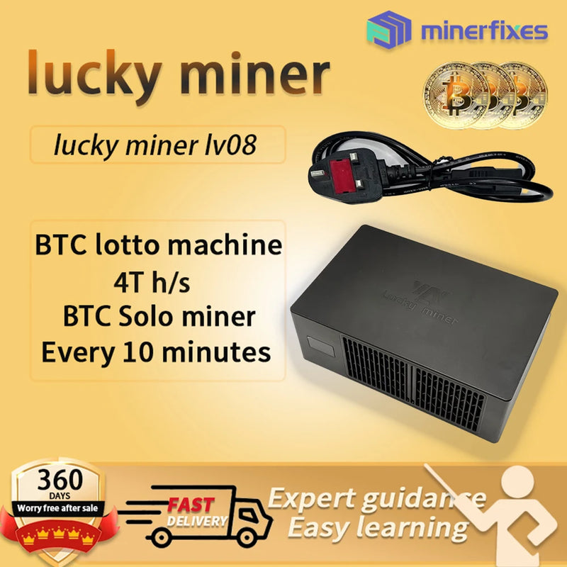 lucky miner lv08 Bitcoin miner crypto miner Solo miner BTC miner BCH BSV DGB WIFI 4TH/S SHA256 BM1366 Asic btc Mining Machine