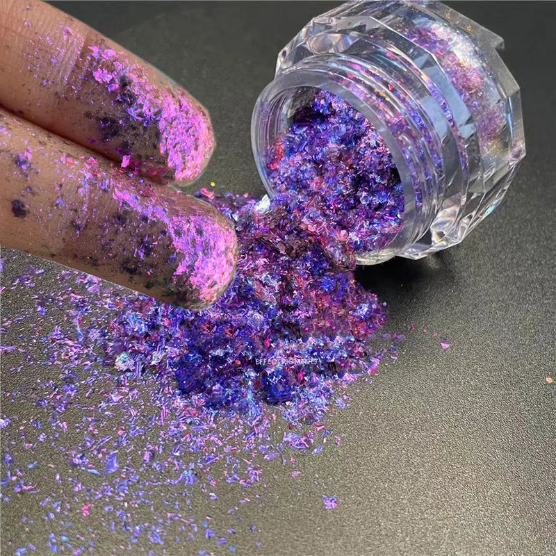 1Jar Aurora Chameleon Snowflake Ultra-Thin Iridescent Nail Sequins Holographic Opal EyeShadow Ice Glitter Nail Chameleon Flakes