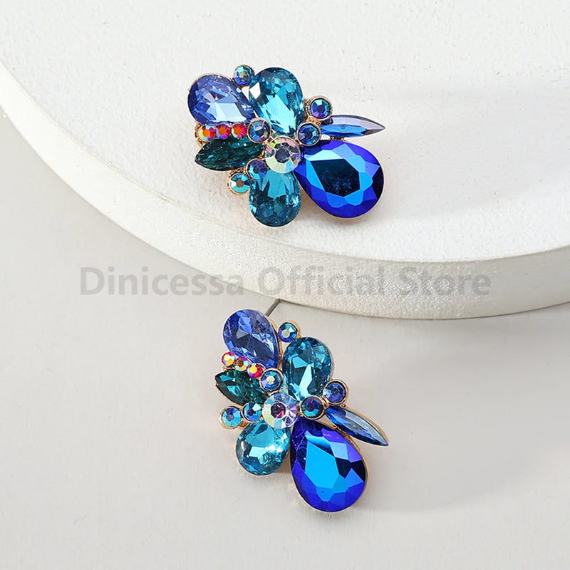 Fashion Original Geometric Bridesmaids Wedding Party Statement Jewelry Luxury Unusual Glass Stud Earrings For Women Accessories