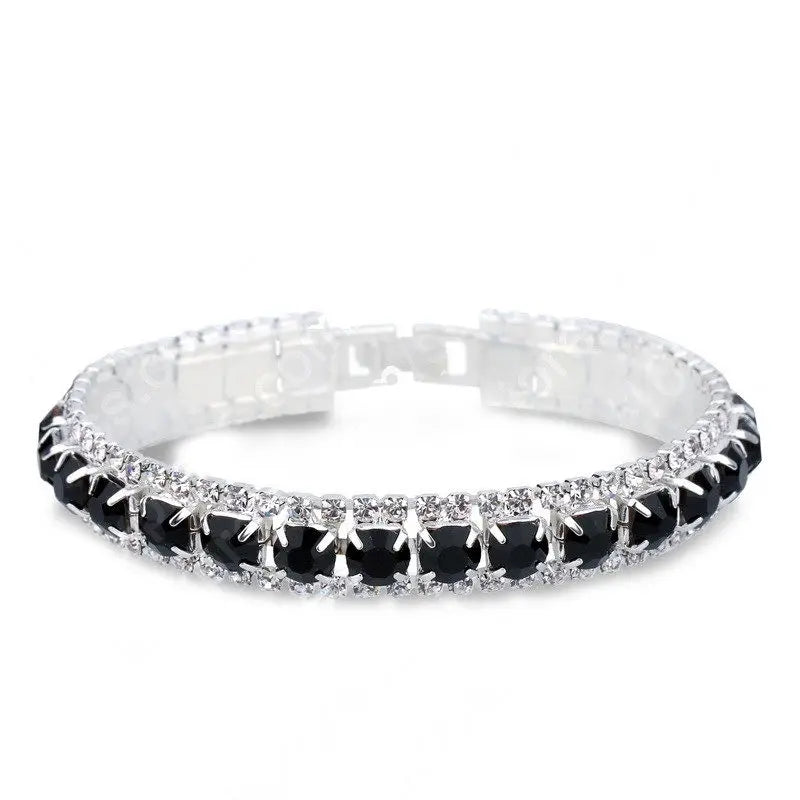 Luxury Bling Crystal Rhinestone Bracelets for Women Silver Color Elegant Bridal Wedding Jewelry