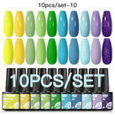 Mtssii 10PCS Reflective Gel Nail Polish Set Fluorescent Glitter Semi Permanent Hybrid Gel Varnish Soak Off UV Lamp For Manicure