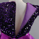 Puffy Girls Party Dress Elegant Kids Wedding Gala Prom Gown Sequin Bow Children Birthday Princess Dress For Girl Clothes 5-14Yrs