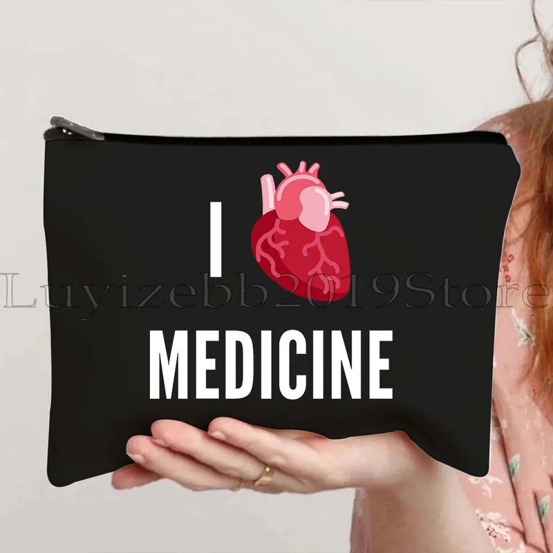 Anatomy Medical Nursing Student Nurse Doctor Flower Stethoscope Brain Canvas Cosmetic Makeup Toilet Bag Pencil Case Zipper Pouch
