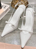 One Line Buckle High Heels Women's Slim Heels New Summer Style Bow Tie Wrap Hollowed Out Patent Leather Sandals