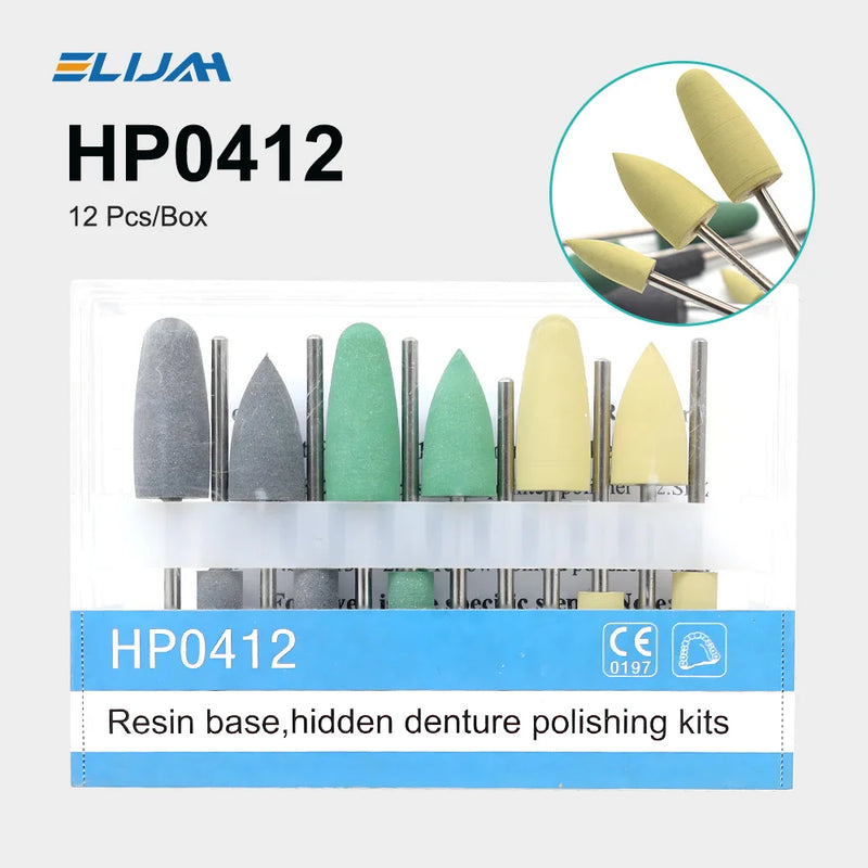 HP0412 12pcs/Kit Dental Resin Base Hidden Denture Polishing Kits for Low Speed Contra Angle Handpiece Denspay Dentistry Tools