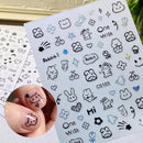 Laser Silver 3D Kawaii Cute Cat Nail Stickers Holographic Cartoon Puppy Dog Graffiti Design Sliders Decals Manicure Decoration