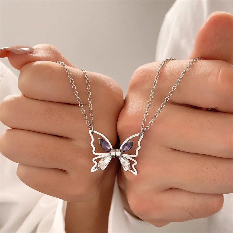 Magnetic Attract Star Pendant Snake Chain Necklace For Women Men Valentine's Day Taichi Heart Butterfly Choker Best Friend Gifts