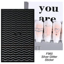 3D Snake Laser Stickers for Manicure Black Gold Abstract Leaves Luxury Nail Art Adhesive Slider Polish Decor Decals SASW-SJ