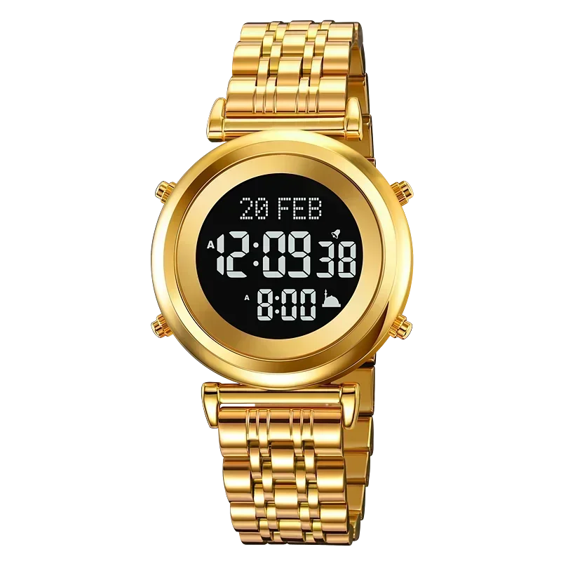 SKMEI 2139 Steel Muslim Azan Digital Watch Mens Back Light Waterproof  Wristwatch Prayer Qibla Compass Alarm Clock watch 1861