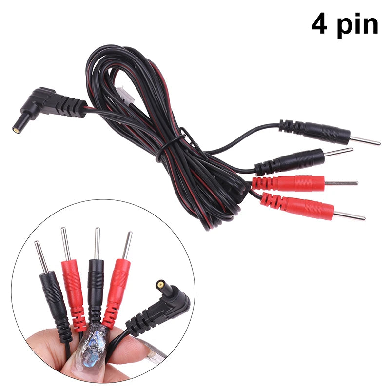 2/4Button 2/4pin Electrotherapy Electrode Lead Electric Shock Wires Cable For Massager Connection Cable Massage And Relaxation
