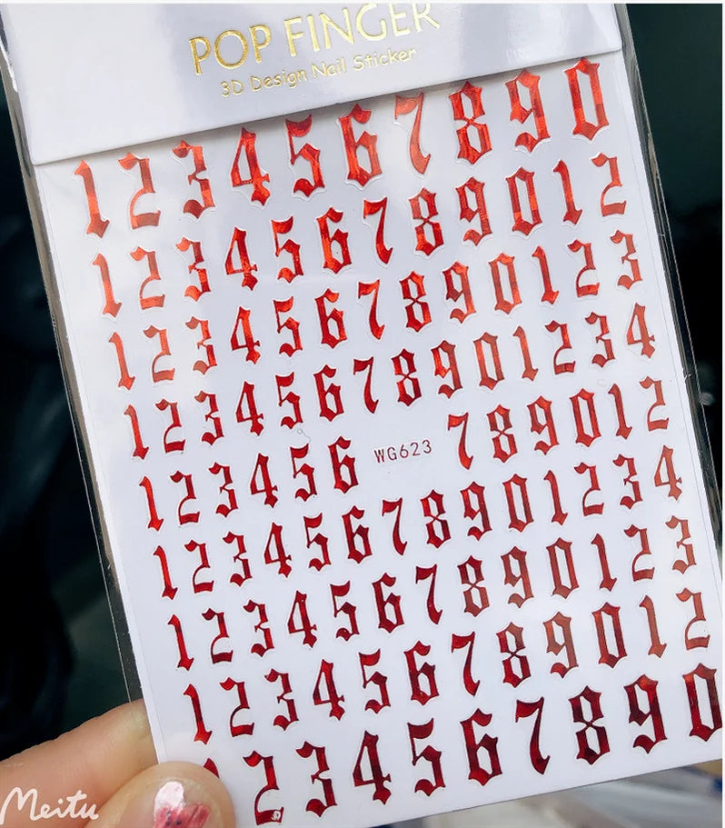 Newest Black Numbers English Letter Design 3d Self Adhesive Decal Slider DIY Decoration Manicure Tools Nail Sticker Accessories