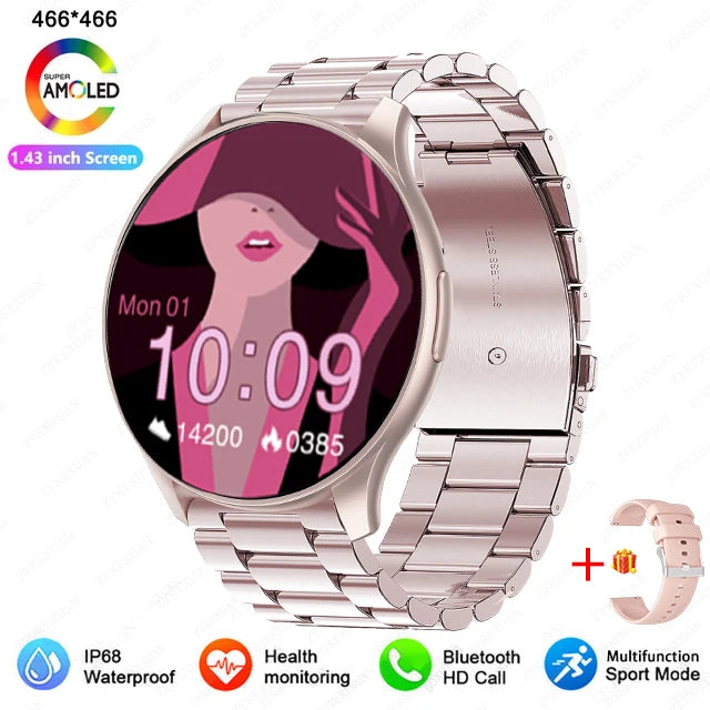 2024 New For Xiaomi Huawei 1.43 inches Bluetooth Call Smartwatch Women Men AMOLED 466*466 HD Pixel Display Smartwatches Ladies
