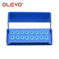 OLEVO Aluminum Dental Burs Holder Sterilizer Case Drills Block for High/Low Speed Bur Organizer Box With Silicone Autoclavable