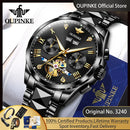 OUPINKE 3240 Automatic Watches Men 44mm Large Dial Tungsten Steel Strap Skeleton Flywheel Mechanical Watch for Men Luxury Watch
