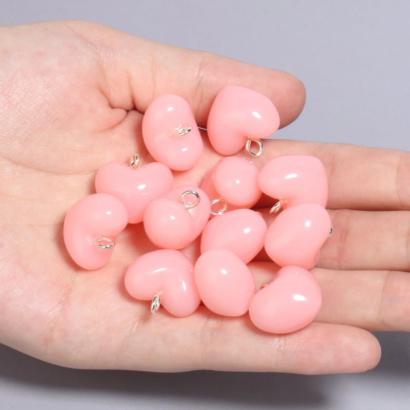 10pcs/lot Mixed Cute Resin Heart charms pendants for bracelets necklace earrings jewelry making diy Keychain parts 17.5x18mm