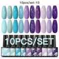 Mtssii 10PCS Reflective Gel Nail Polish Set Fluorescent Glitter Semi Permanent Hybrid Gel Varnish Soak Off UV Lamp For Manicure